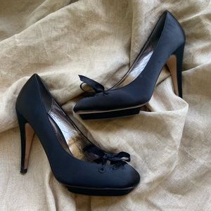 BCBG MAX AZRIA Tatiana Black Satin Platform Pumps